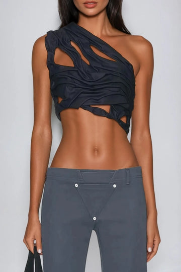 Davion One Shoulder Ruch Asymmetric Top