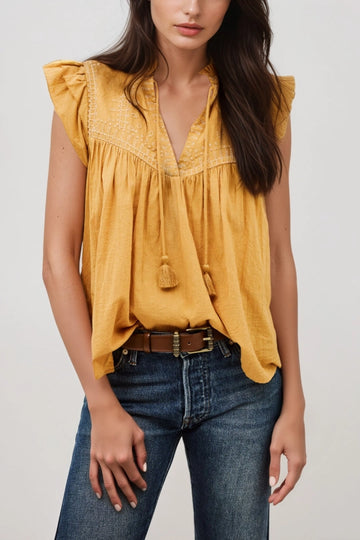 Hermogenes Ruch Embroidered Top In Yellow