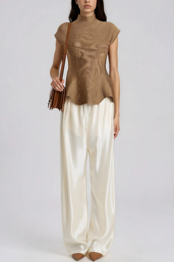 Haraldur Knit Mock Neck Peplum Top