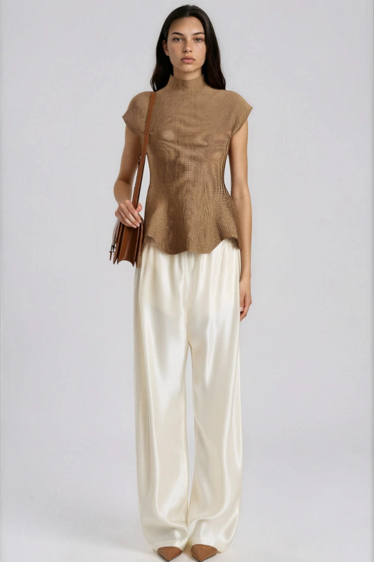 Haraldur Knit Mock Neck Peplum Top