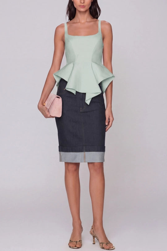 Haraldur Spaghetti Ruffle Top In Mint Green