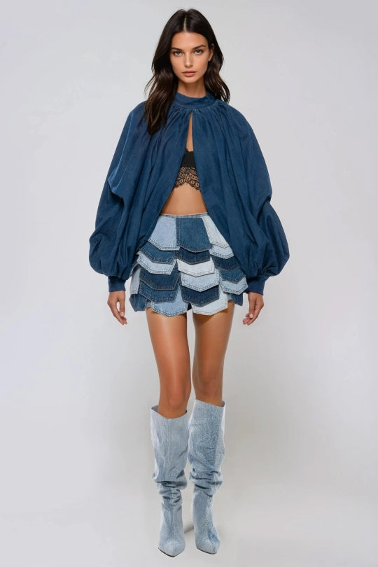 Hephaestus Balloon Sleeve Ruch Split Top