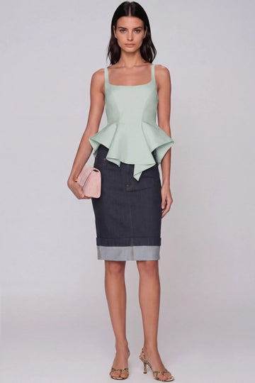 Haraldur Spaghetti Ruffle Top In Mint Green