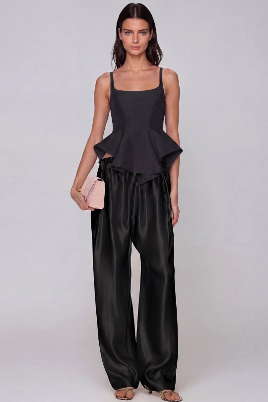 Haraldur Rope Satin Pants In Black