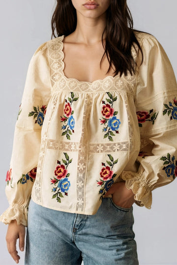 Kadin Long Sleeve Floral Lace Top