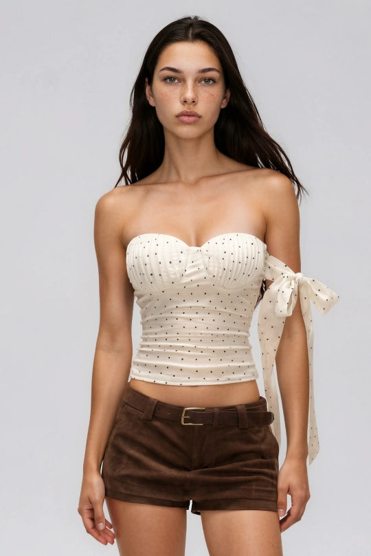 Kaede Strapless Dot Tie Up Top