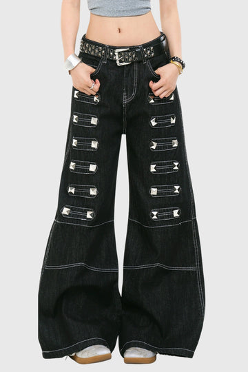 Jawdat Crystal Baggy Jeans
