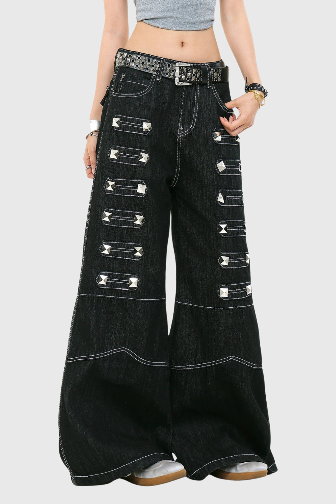 Jawdat Crystal Baggy Jeans