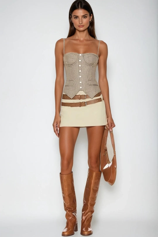 Arbela Houndstooth Spaghetti Top