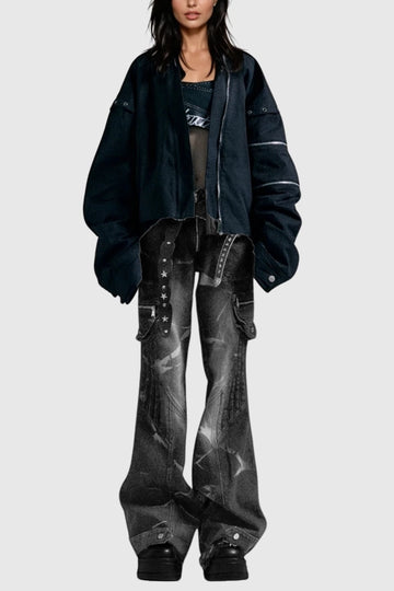 Brandee Embellished Print Bootcut Jeans