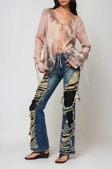 Csaba Ripped Sequin Jeans