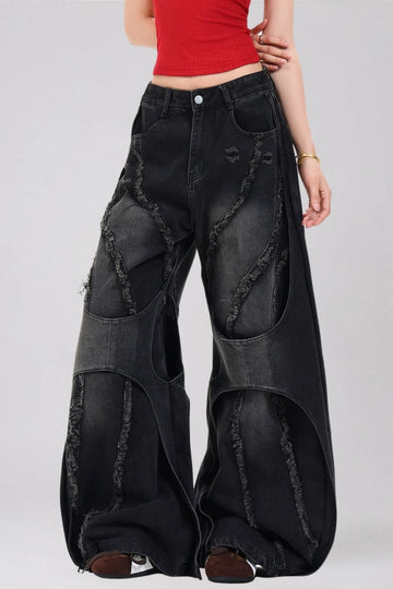 Daryl Bleached Fringe Baggy Jeans