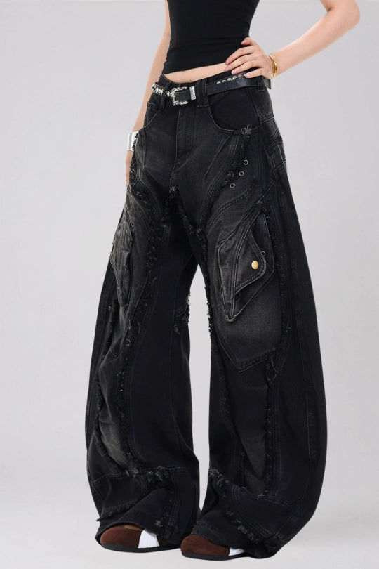 Daryl Fringe Baggy Jeans