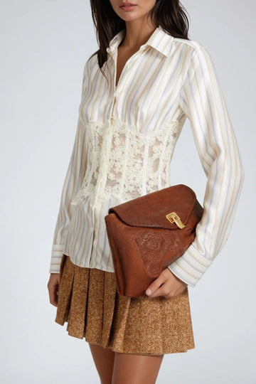 Dexter Lace Corset Stripe Shirt