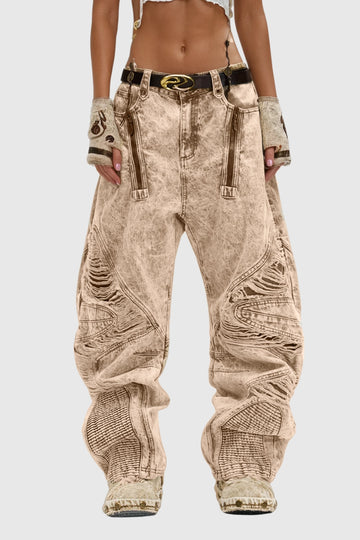 Dimitar Ripped Zipper Jeans
