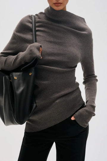 Dwain Asymmetric Knit Top In Grey