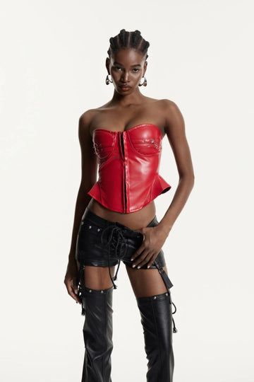 Eef Strapless Leather Top