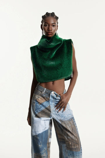Effrosyni Faux Fur Crop Top