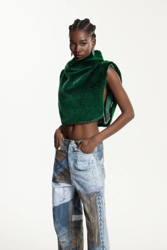 Effrosyni Faux Fur Crop Top