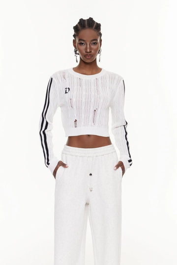 Efthimios Stripe Crop Knit Top
