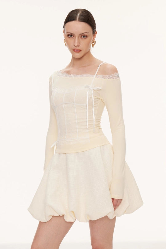 Eini One Shoulder Lace Top In Butter Yellow