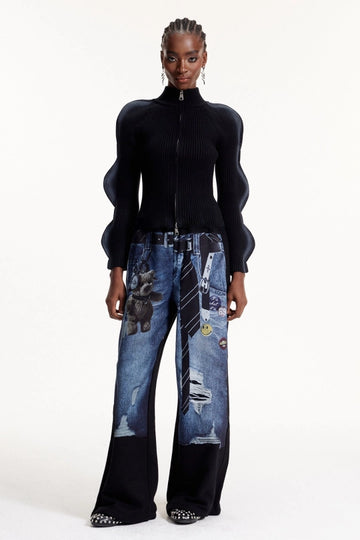 Ejvind Hayley Asymmetric Knit Top In Black