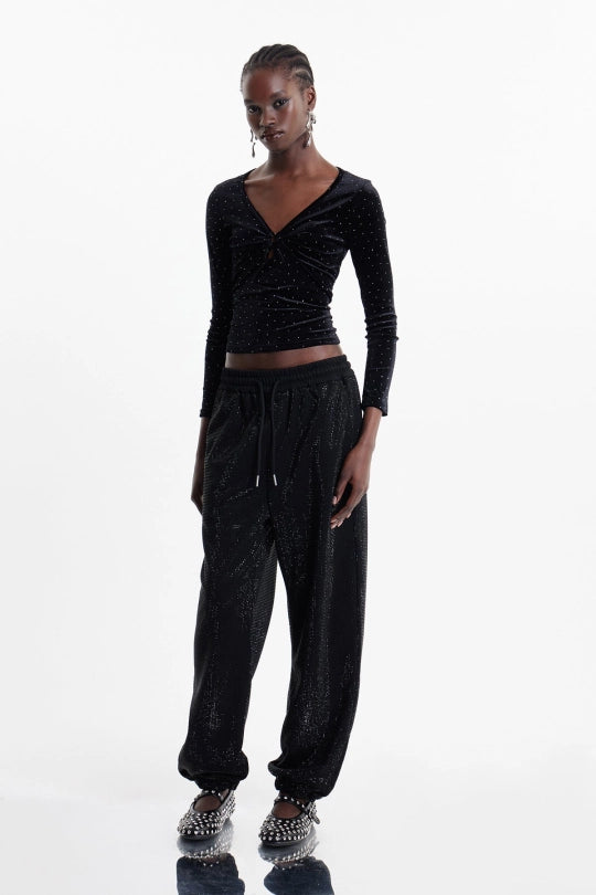 Elara Rhinestone Velvet Top