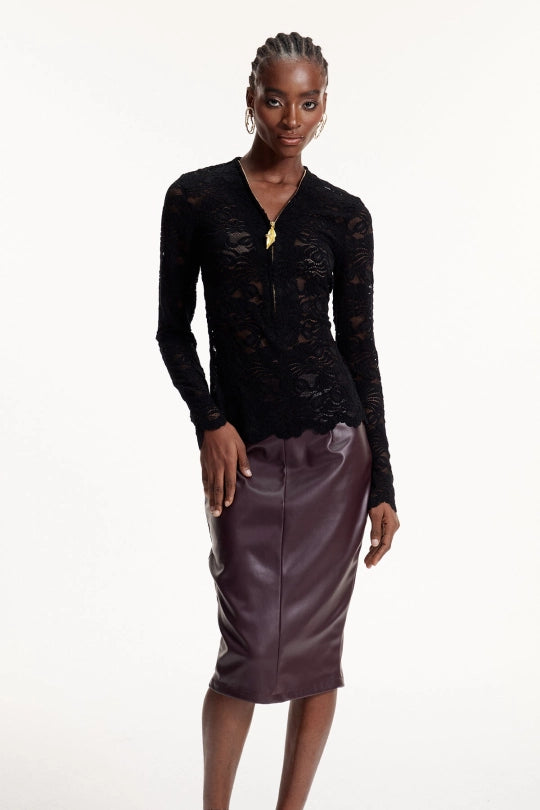 Elton Lace Zipper Top