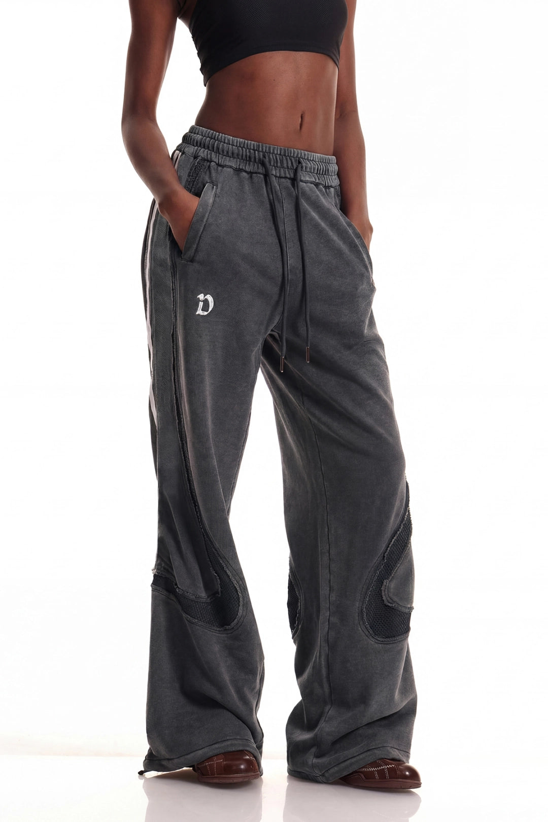 Ennio Stripe Mesh Pants In Black
