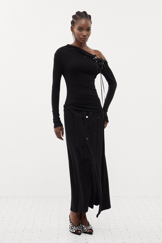 Erzhan Flower Sequin Skirt Set