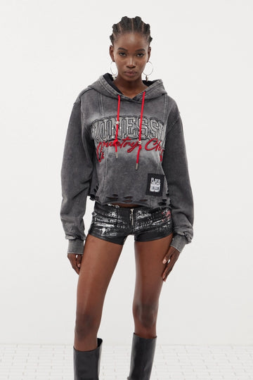 Esdras Hooded Ripped Top