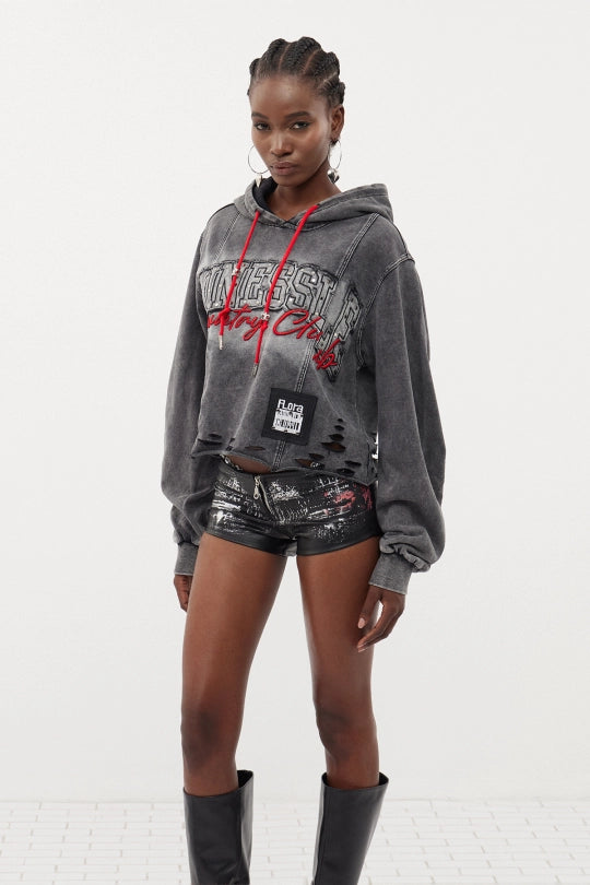 Esdras Hooded Ripped Top
