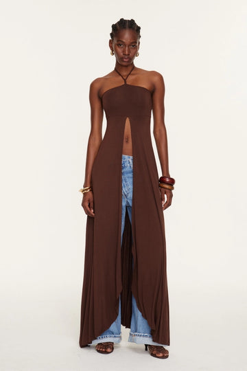 Eslam Halter Neck Split Top