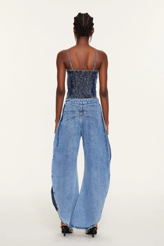 Esti Lace Up Denim Top