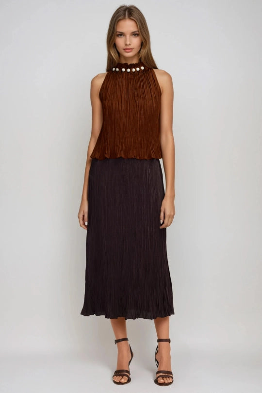 Fabia Halter Neck Bead Ruch Top