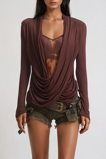 Fabricia Draped Neckline Lace Top