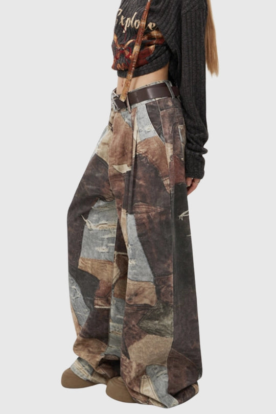 Farshad Asymmetric Print Jeans