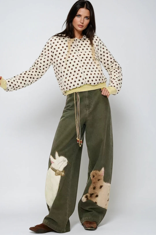 Feray Embroidered Barrel Jeans