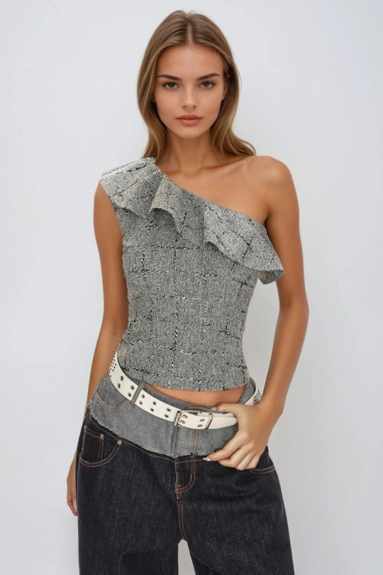 Feroze One Shoulder Ruffle Top