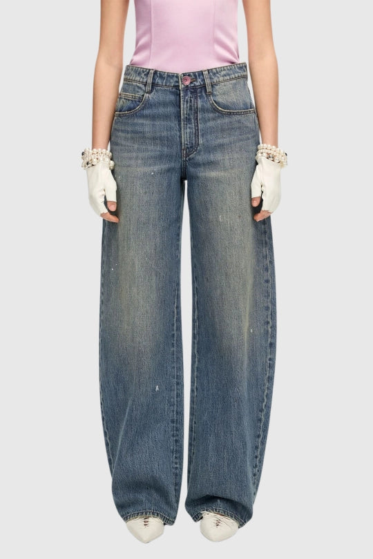 Firoozeh Bow Print Barrel Jeans