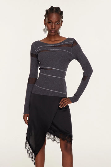 Florea Asymmetric Rhinestone Knit Top