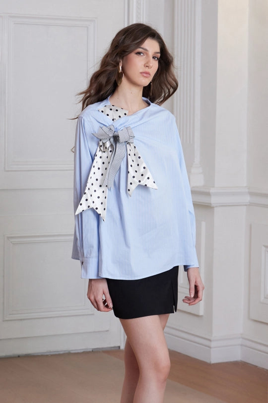 Frang Bow Dot Stripe Top