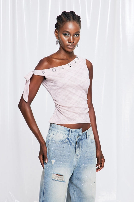Freeman Asymmetric Eyelet Grid Top