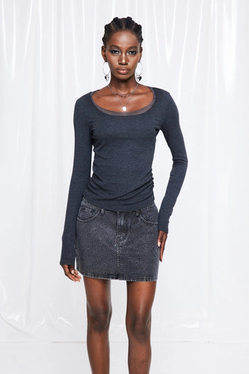 Frideriki Draped Mesh Top