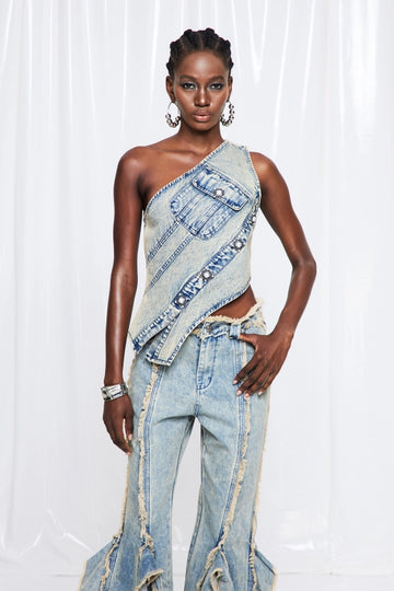 Fridrich Asymmetric Denim Top