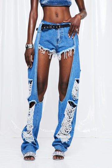 Fridubert Ripped Cutout Baggy Jeans