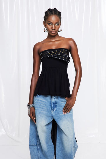 Fryderyka Strapless Ruffle Top