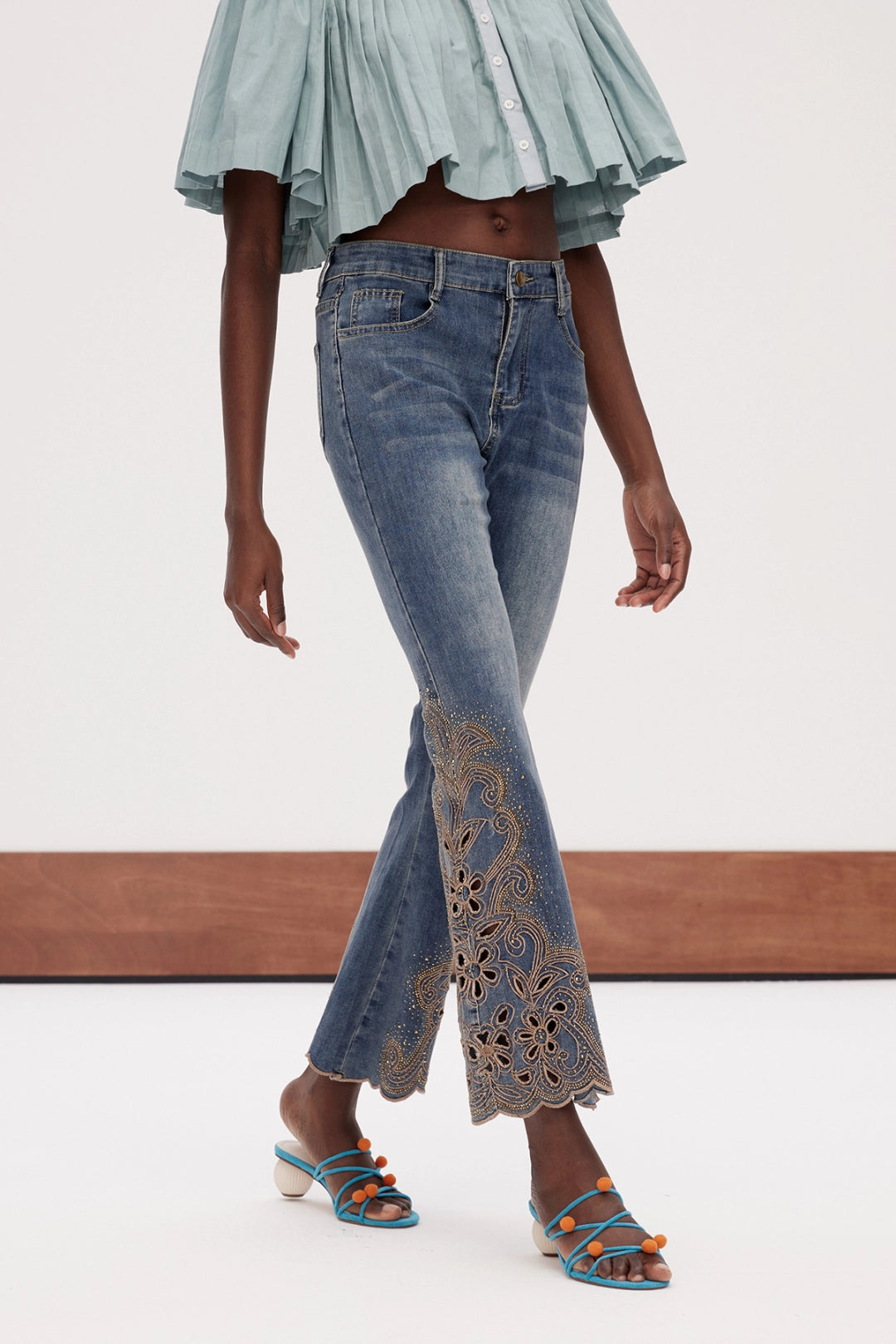 Gaiana Rhinestone Embroidered Bootcut Jeans