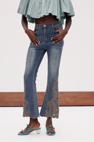 Gaiana Rhinestone Embroidered Bootcut Jeans
