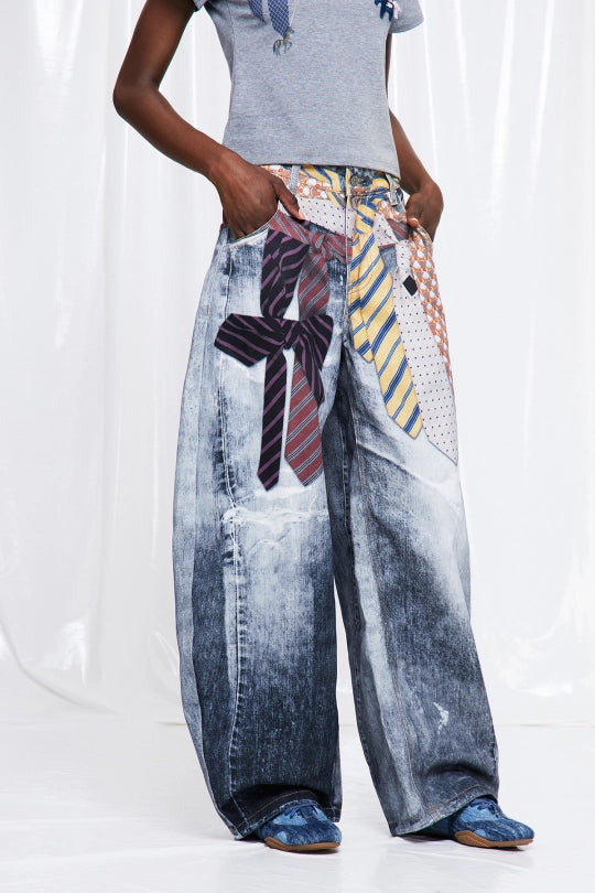 Ganymede Bleached Print Baggy Jeans